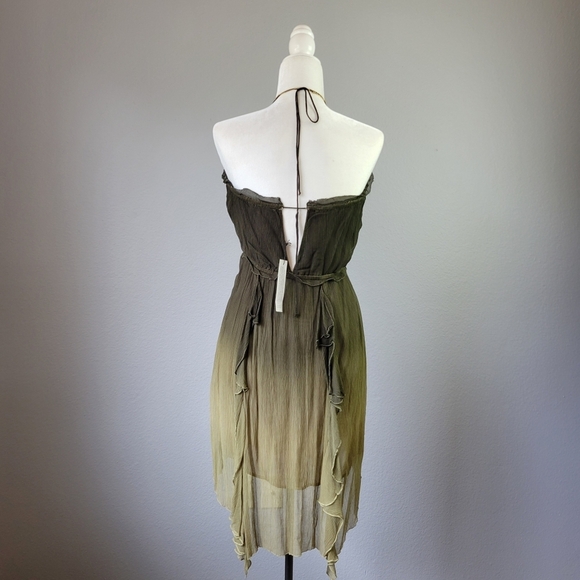 GYPSY 05 // ltd ed flowy viscose olive ombre plunge 2 way peek-a-boo back dress - Picture 10 of 11